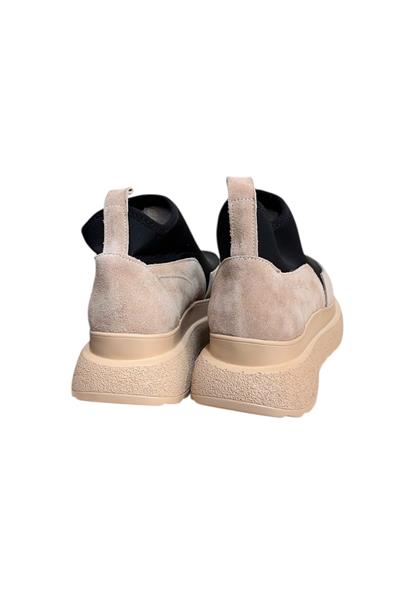 Kum Beji Hakiki Deri Süet Strech Yüzlü Bilekte Sneaker