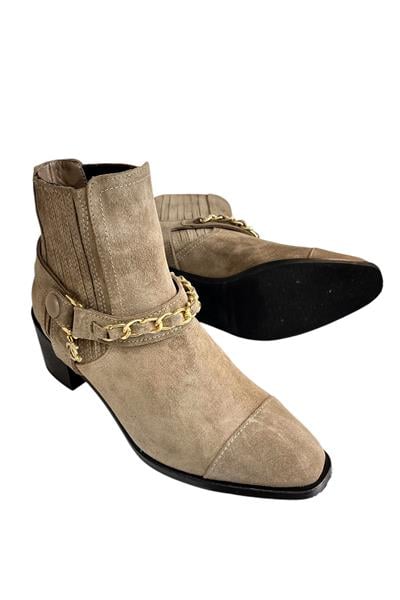 Kum Hakiki Süet Deri Zincir Detay Bot