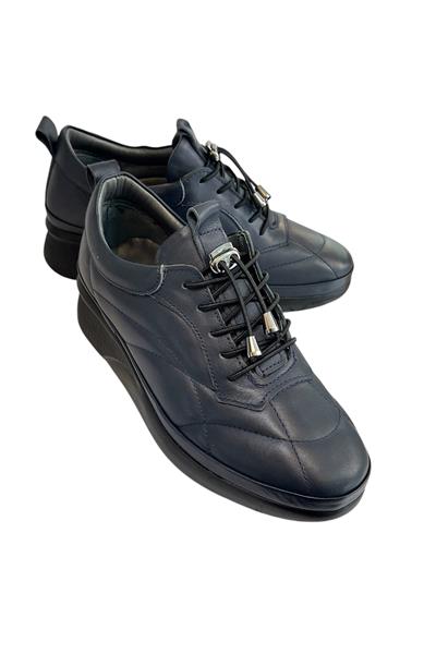 Lacivert Hakiki Deri Comfort Taban Spor Ayakkabı