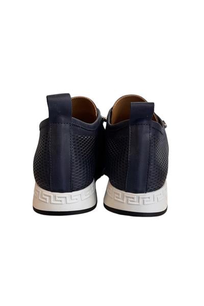 Lacivert Hakiki Deri Lastik Bağlı Comfort Taban Günlük Ayakkabı