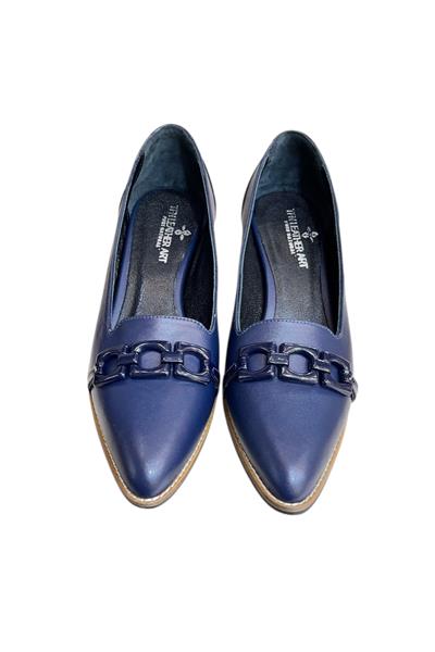 Lacivert Hakiki Deri Toka Detay Ayakkabı