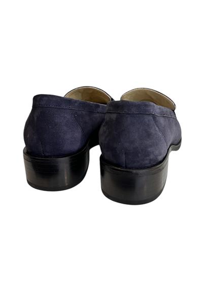 Lacivert Hakiki Nubuk Deri Toka Detay Loafer
