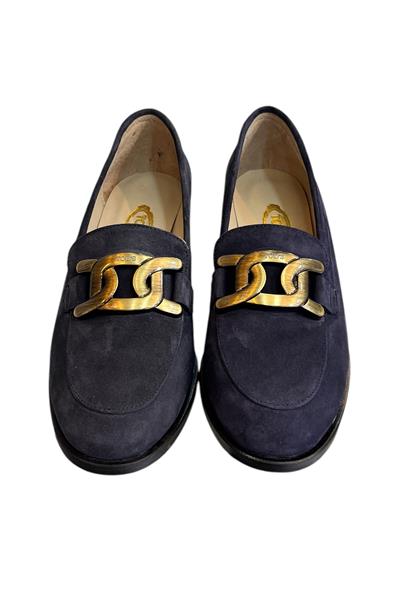 Lacivert Hakiki Nubuk Deri Toka Detay Loafer