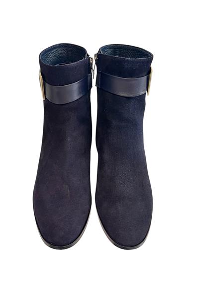 Lacivert Hakiki Süet Deri İçi Sıcak Astar Bot