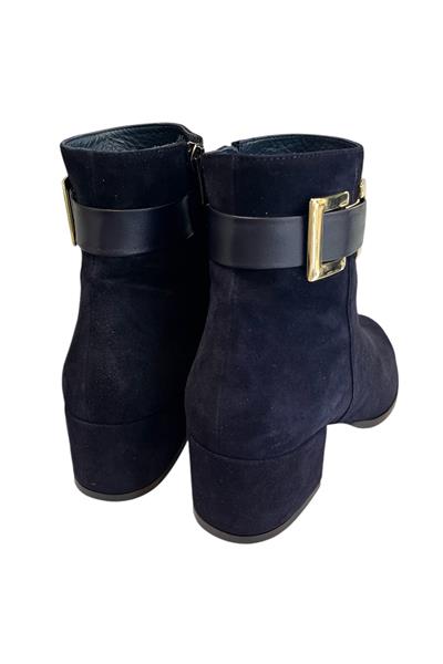 Lacivert Hakiki Süet Deri İçi Sıcak Astar Bot