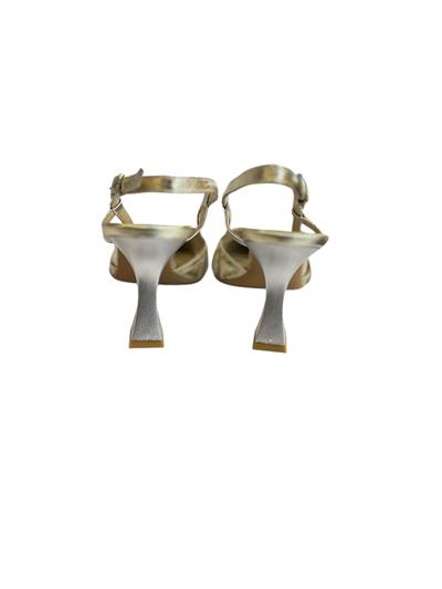 Lame Dore Hakiki Deri Topuklu Ayakkabı