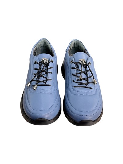 Mavi Hakiki Deri Comfort Taban Lastik Bağlı Sneaker