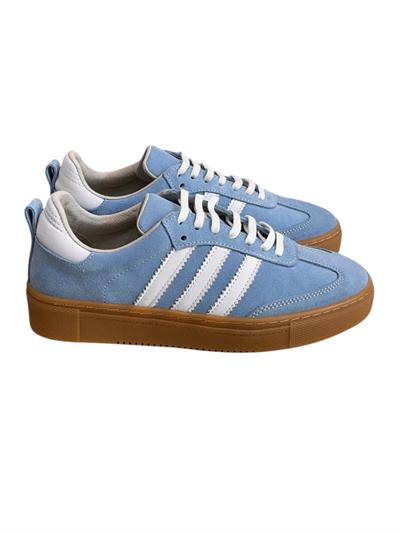 Mavi Hakiki Deri Süet Comfort Taban Bağcıklı Sneaker