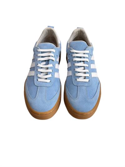 Mavi Hakiki Deri Süet Comfort Taban Bağcıklı Sneaker