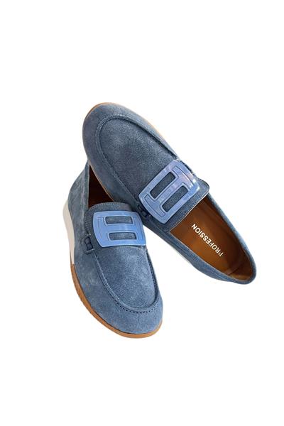 Mavi Hakiki Süet Deri Toka Detay Comfort Günlük Ayakkabı