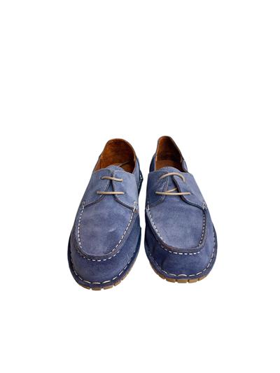 Mavi Süet Deri Ortopedik  Taban Günlük Ayakkabı