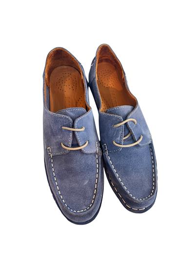 Mavi Süet Deri Ortopedik  Taban Günlük Ayakkabı