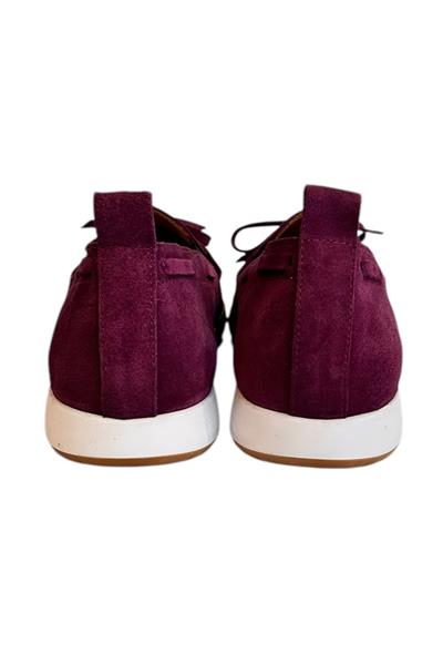 Mor Hakiki Deri Süet Fiyonk Detay Comfort Taban Loafer  