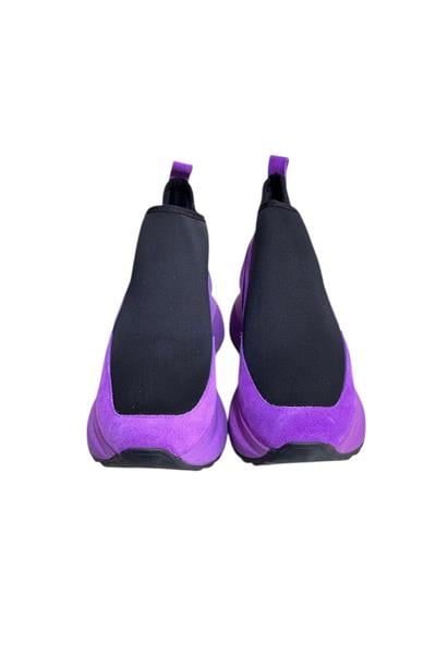 Mor  Hakiki Deri Süet Strech Yüzlü Bilekte Sneaker