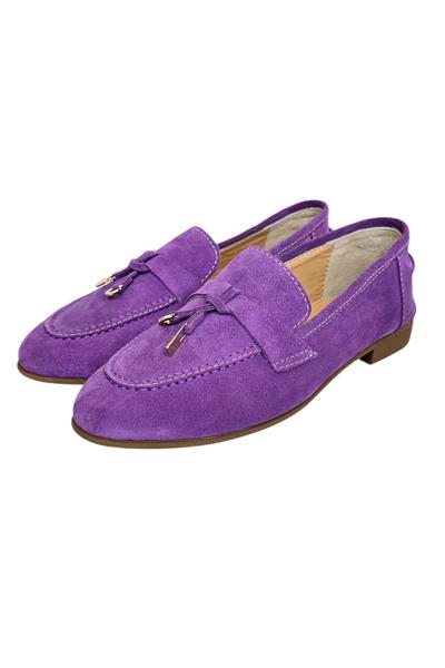 Mor Hakiki Süet Deri Loafer