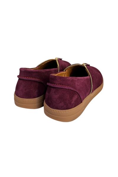 Mürdüm Hakiki Süet Deri Fermuar Detay Comfort Günlük Ayakkabı