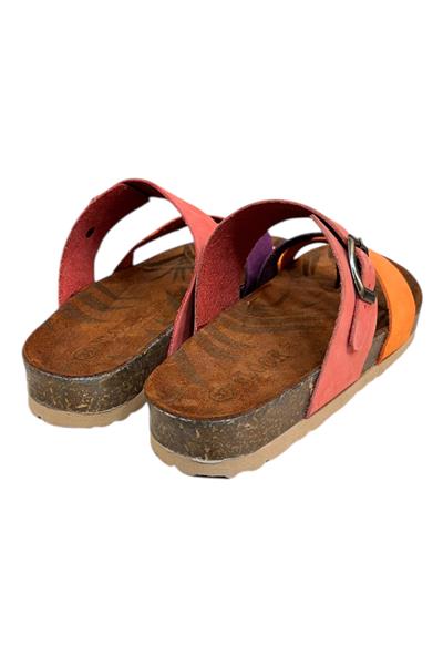 Pembe Multi Hakiki Deri Nubuk Parmak Arası  Mantar Taban Terlik