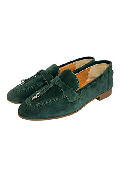 Petrol Yeşili Hakiki Süet Deri Loafer