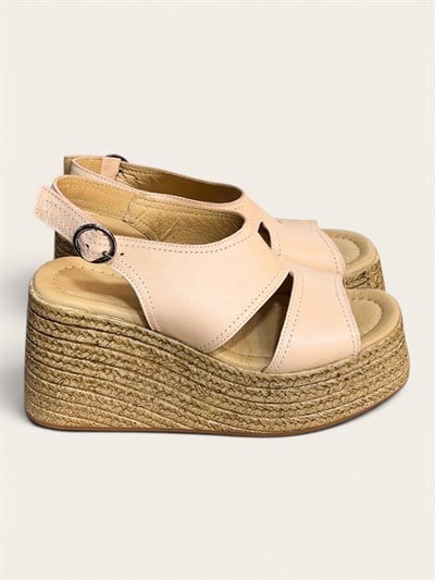 Pudra  Hakiki Deri  Dolgu  Topuk  Comfort Taban  Sandalet