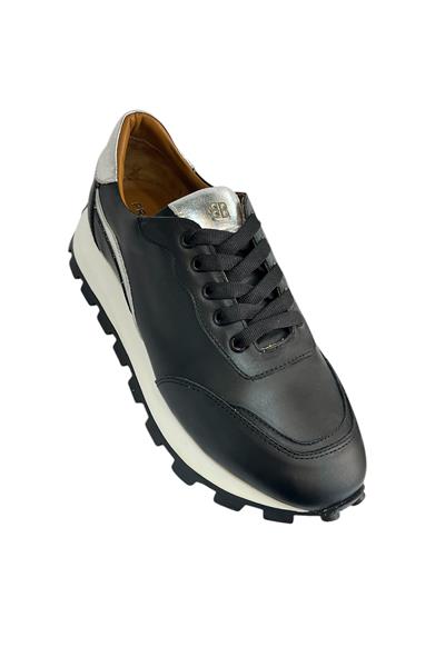 Siyah  Hakiki  Deri Comfort Taban Sneaker