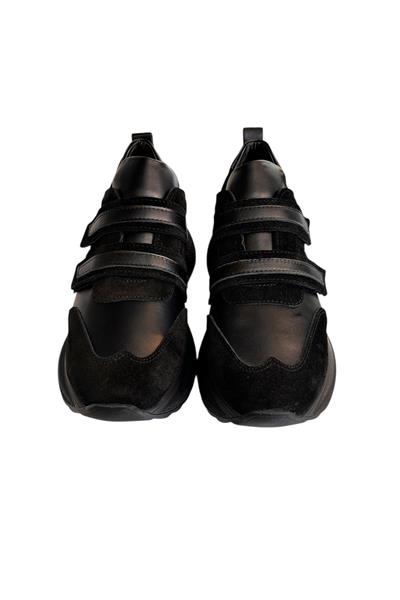 Siyah Hakiki Deri Comfort Taban Sneaker