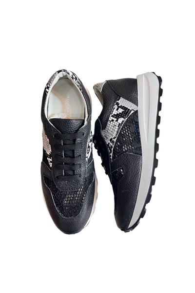 Siyah Hakiki Deri Dantel Detay Comfort Taban Sneaker 