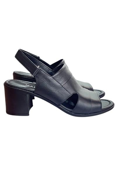 Siyah Hakiki Deri Hafif Ve Comfort Taban Yazlık Topuklu Ayakkabı