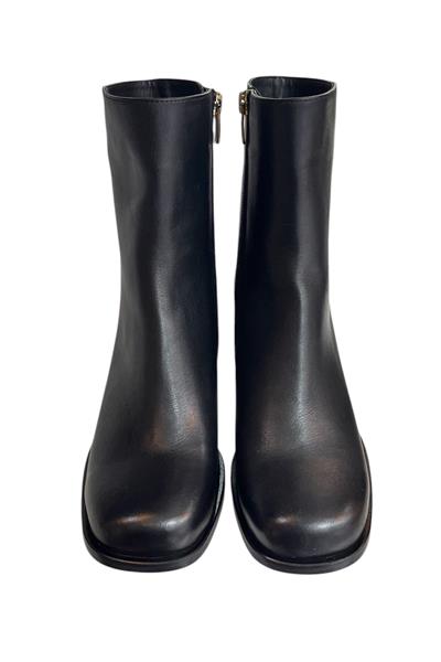 Siyah Hakiki Deri İçi Sıcak Astar Topuklu Bot