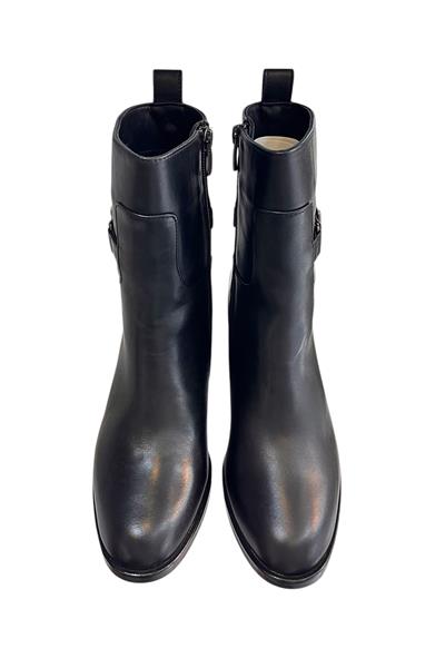 Siyah Hakiki  Deri İçi Sıcak Astarlı Topuklu Bot