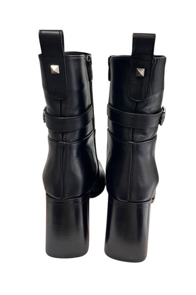 Siyah Hakiki  Deri İçi Sıcak Astarlı Topuklu Bot