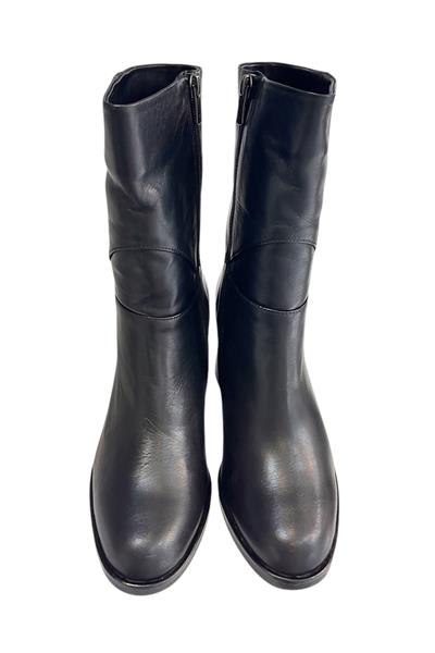 Siyah Hakiki  Deri İçi Sıcak Astarlı Topuklu Bot