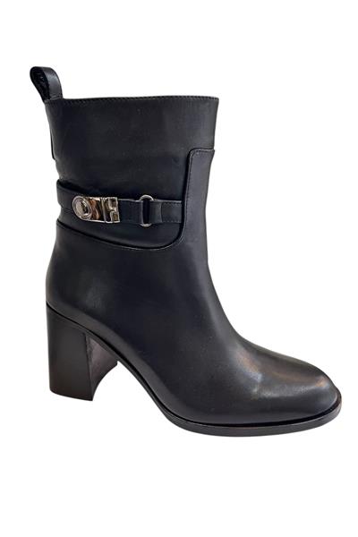 Siyah Hakiki  Deri İçi Sıcak Astarlı Topuklu Bot