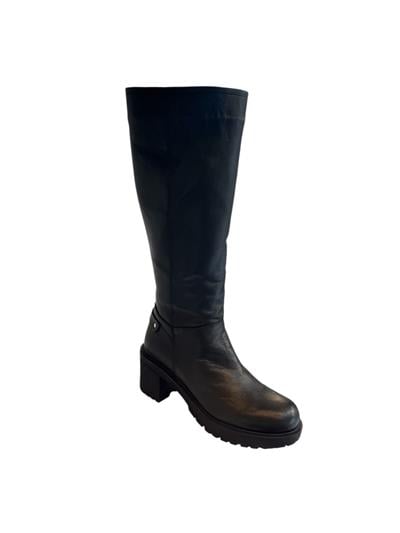 Siyah Hakiki  Deri Kalın Taban Çizme