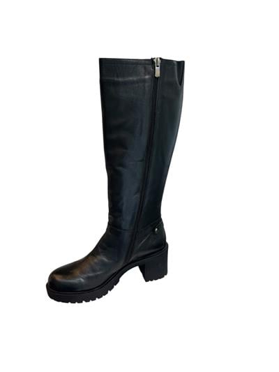 Siyah Hakiki  Deri Kalın Taban Çizme