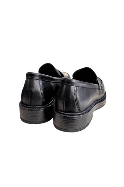 Siyah Hakiki Deri Loafer 