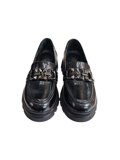 Siyah Hakiki Deri Rugan  Comfort Taban  Toka  Detay Loafer