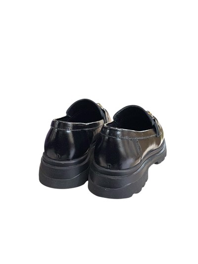 Siyah Hakiki Deri Rugan  Comfort Taban  Toka  Detay Loafer