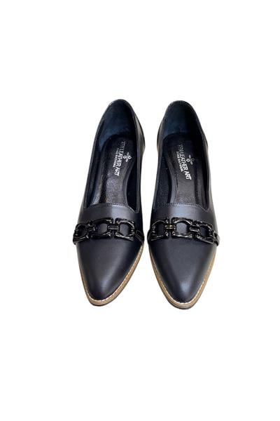 Siyah Hakiki Deri Toka Detay Ayakkabı