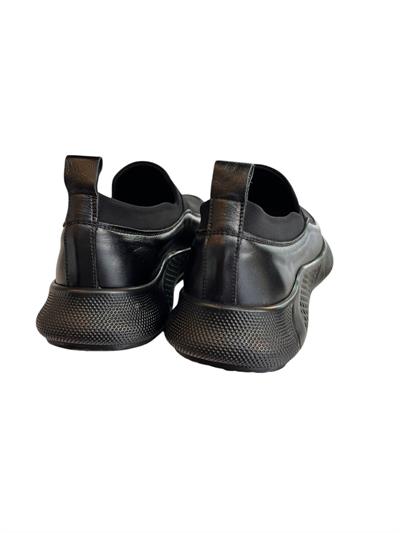 Siyah Hakiki Deri Tokalı Strech Yüzlü Comfort Sneaker