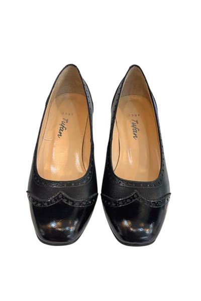 Siyah Hakiki Deri  Topuklu Ayakkabı