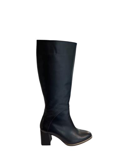 Siyah Hakiki  Deri Topuklu Çizme