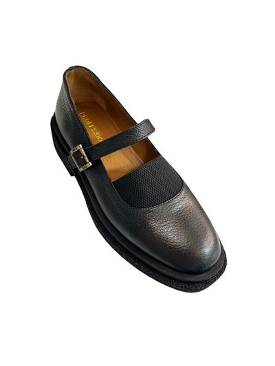 Siyah Hakiki Deri Üst Kısmı Lastikli Babet