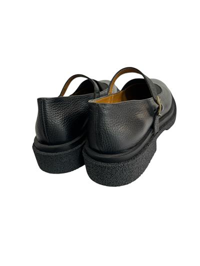 Siyah Hakiki Deri Üst Kısmı Lastikli Babet