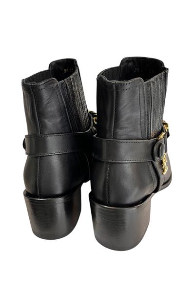 Siyah Hakiki Deri Zincir Detay  Bot