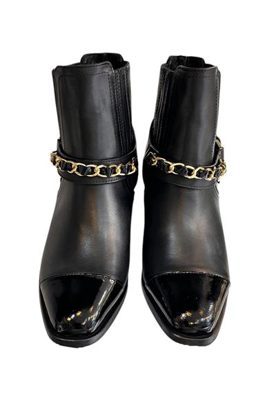 Siyah Hakiki Deri Zincir Detay  Bot