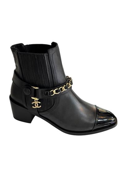 Siyah Hakiki Deri Zincir Detay  Bot