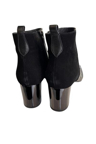 Siyah Hakiki Krokodil Deri Topuklu Bot