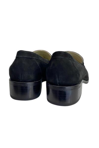 Siyah Hakiki Nubuk Deri Toka Detay Loafer