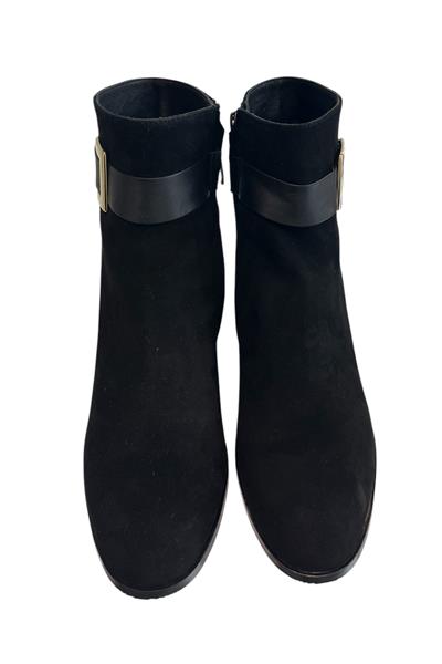 Siyah Hakiki Süet Deri İçi Sıcak Astar Bot