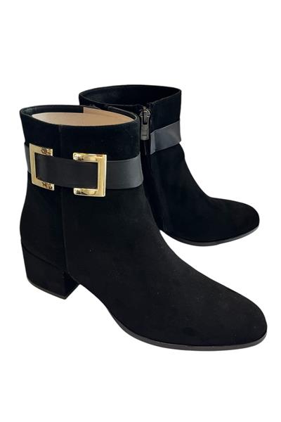 Siyah Hakiki Süet Deri İçi Sıcak Astar Bot